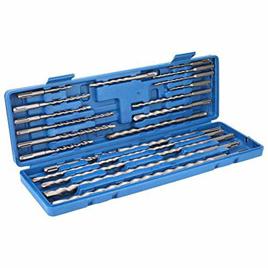 Picture of Rotary Hammer SDS Plus Drill Bits & Chisels Set- 20Pcs Concrete Masonry SDS Plus Drill Bits with Portable Plastic Box- SDS Plus Shank Fits Rotary Hammer