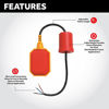 Picture of Float Switch w / 33ft Cable, Water Tank, Sump Pump (5 Year Warranty)