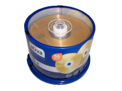 Picture of Ativa CD-R Recordable CD Media Spindle 700MB/80 Minute Gold Discs Pack Of 50