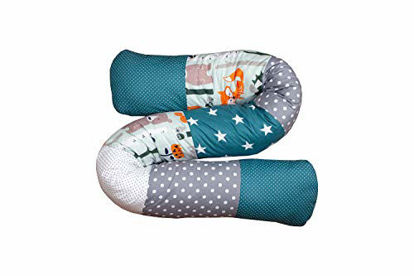 Picture of Snake Pillow Bumper by ULLENBOOM | Woodland/Stars/Polka Dots | Toddler Bed/Cot | 63 Long - Unisex Teal/Grey