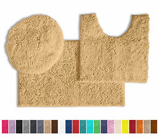 U-Shaped Toilet Bathroom Rugs 3 Piece, Contour Bath Rug Nonslip