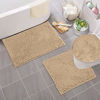 Picture of LuxUrux Bathroom Rugs 3pc Non-Slip Shaggy Chenille Bathroom Mat Set, Includes U-Shaped Contour Toilet Mat, 20 x 30'' and 16 x 24'' Bath Mat, Machine Washable (3 Pc Set - Style B, Pumpkin)