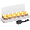 Picture of Esup Rechargeable Candles Flameless Flickering Candles Tealights 12pcs/Set with White Base, Decoration Parties, Weddings, Bar, Family, Dinner Outdoor Picnic (No Remote Control)