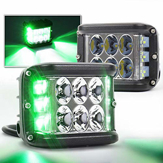 GetUSCart- OVOTOR Dual Side Shooter LED Lights 4inch Green DRL Solid&Strobe  Off Road LED Pod Lights Driving Lights for Jeep Tractor Plow Truck SUV ATV  Motorcycle