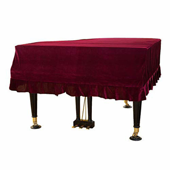 Picture of ESYUEL Pleuche Grand Piano Cover Bordered Dust Protective Cover Cloth 62.9 x 59.8 x 20.48in (160cm/62.9in, Red)