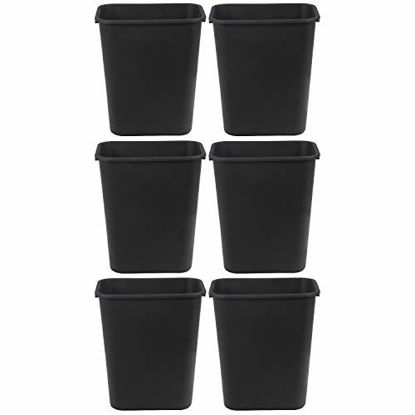 Picture of AmazonCommercial 7 Gallon Commercial Office Wastebasket, Black, 6-Pack