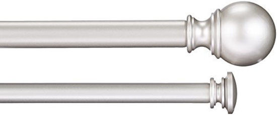 Picture of Amazon Basics 1-Inch Double Extendable Curtain Rods with Round Finials Set, 72 to 144 Inch, Nickel