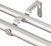 Picture of Amazon Basics 1-Inch Double Extendable Curtain Rods with Round Finials Set, 72 to 144 Inch, Nickel