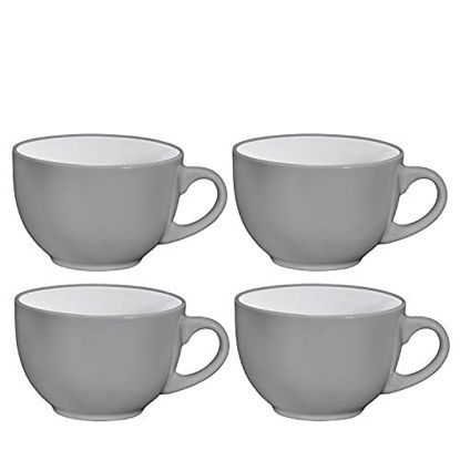 Picture of Jumbo Coffee and Cereal Set of 4 Jumbo Mugs, 24 Ounce, Multi Purpose Wide Mug for Soup, Cappuccino, Latte Coffee,Tea, Cereal Bowl, Ice Cream Dessert Bowl (Grey)