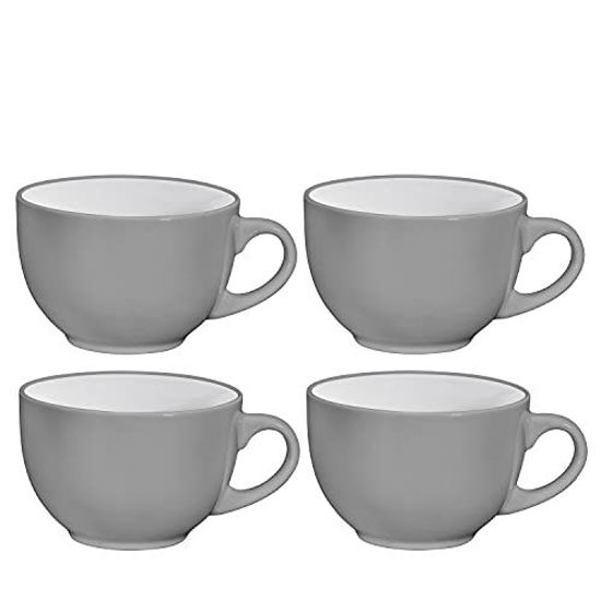 Picture of Jumbo Coffee and Cereal Set of 4 Jumbo Mugs, 24 Ounce, Multi Purpose Wide Mug for Soup, Cappuccino, Latte Coffee,Tea, Cereal Bowl, Ice Cream Dessert Bowl (Grey)