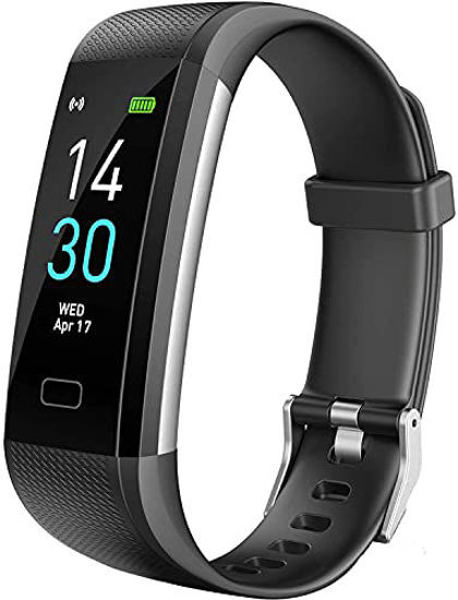 Picture of Qisebin Fitness Tracker HR, with Blood Pressure Heart Rate Monitor, Pedometer, Sleep Monitor, Calorie Counter, Vibrating Alarm, Clock IP68 Waterproof, Black (QI-XW-ZNSH01)