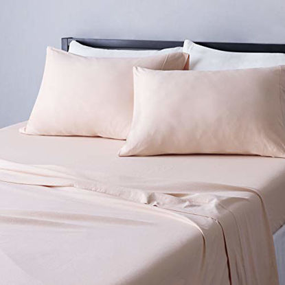 Picture of Amazon Basics Cotton Jersey Bed Sheet Set - Queen, Blush