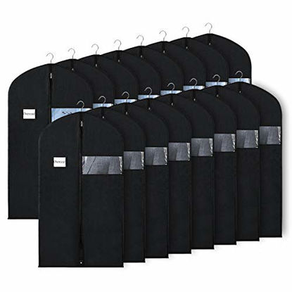 Picture of Univivi (16 Pack Suit Bags Garment Bag for Men Storage 40-inch Clothes Cover with Clear Window and ID Card Holder for Suit Jacket, Skirt, Shirt and Coat