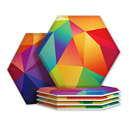 Picture of BUBOS Hexagon Acoustic Panels,Decorative Sound Proofing Padding for Wall for Recording Studio Acoustical Treatment,SoundProof Wall Panels of 14 x 13 x 0.4 inches,Colorful 3D6PACK