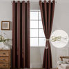 Picture of Yakamok 2 Panels Thermal Insulated Grommet Light Blocking Blackout Curtains with 2 Ties for Bedroom/Living Room (52Wx84L, Chocolate Brown)