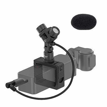 Picture of DJI Osmo Pocket Microphone, Comica CVM-MT06 Full Metal Stereo Video Microphone Universal for DJI Pocket Camera, with Pocket Mount Holder (TRS 3.5mm Input)