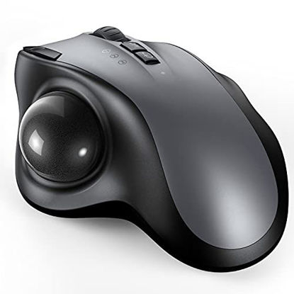 Picture of Bluetooth Trackball Mouse, 2.4G USB Wireless Bluetooth Ergonomic Mouse, Rechargeable Ergo Mice with Type-C Port & 3 Adjustable DPI for Windows Mac Android Computer Laptop Tablet-Black and Gray