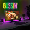 Picture of Lumoonosity Bussin Neon Sign - Meme Bussin Led Neon Lights for Gamers/Streamers/Influencers - Cool Trendy Led Signs with On/Off Switch for Wall, Bedroom, Game Room Decor - 16.9 x 6.5-inch