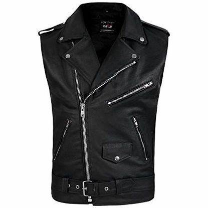 Picture of DEFY Men's Genuine Leather Motorcycle Biker Concealed Carry Vintage Vest American Sizes (2XL)