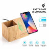 Picture of Veelink Bamboo Wireless Charger with Organizer Wood Wireless Charging Station iPhone SE 2020/11/Xs MAX/XR/XS/X/8/8, Samsung S20/S10/S9/S8/Note 10