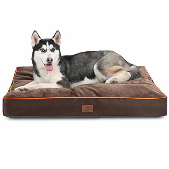 Picture of Bedsure Waterproof Dog Bed for Large Dogs with Removable Washable Cover and Waterproof Liner Up to 75lbs - Plush 4 inch Thick Fleece Top with Nonskid Bottom Pet Mat, Ideal for Crate or Kennel, Brown