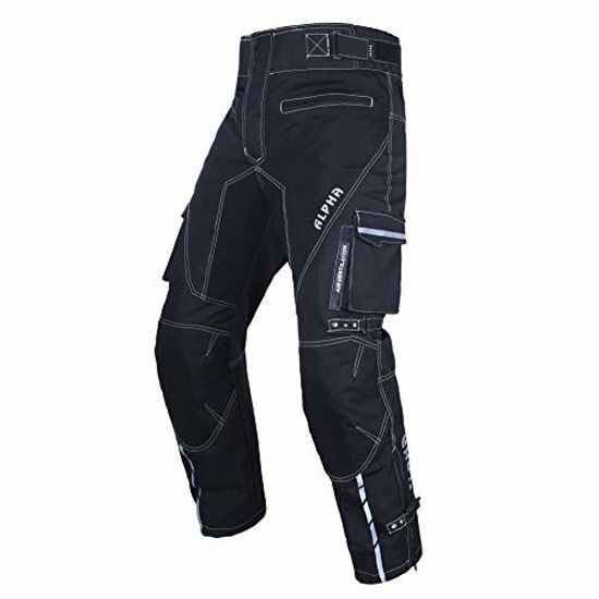 Picture of Dirt Bike Motocross Motorcycle Pants for Men hi Vis Armor Riding Racing Dual Sports overpants ATV mx BMX (Black, Waist 40"-42" Inseam 30")