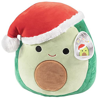 Picture of Squishmallow 12" Austin The Avocado with Santa Hat - Christmas Official Kellytoy - Cute and Soft Holiday Plush Stuffed Animal Toy - Great Gift for Kids