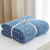 Picture of Longhui bedding Blue Knitted Throw Blanket for Couch, Soft, Cozy Machine Washable 100% Cotton Sofa Knit Blankets, 60 x 80 Inches Oversized, Blue and White Color, Laundry Bag Included