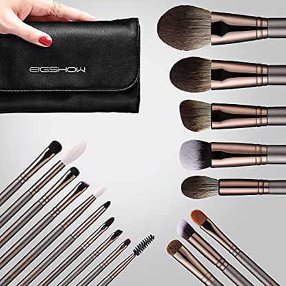 Picture of Professional Makeup Brush Set,Eigshow Makeup Brushes Perfect for Foundation Face Powder Blending Blush Bronzer Eyeliner Eye Shadow Brows with Case(PRO 18pcs Coffee)