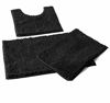 Picture of LuxUrux Bathroom Rugs 3pc Non-Slip Shaggy Chenille Bathroom Mat Set, Includes U-Shaped Contour Toilet Mat, 20 x 30'' and 16 x 24'' Bath Mat, Machine Washable (3 Pc Set - Style A, Black)