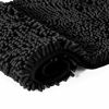 Picture of LuxUrux Bathroom Rugs 3pc Non-Slip Shaggy Chenille Bathroom Mat Set, Includes U-Shaped Contour Toilet Mat, 20 x 30'' and 16 x 24'' Bath Mat, Machine Washable (3 Pc Set - Style A, Black)