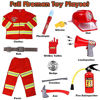 Picture of Golray Kids Fireman Costume Dress-Up Set Role Toys with Firefighter Accessories Costume Coat and Pants Boys Girls Halloween Gift