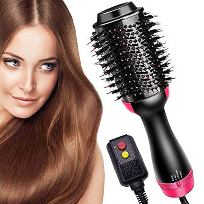 Picture of SHOSHE Hair Dryer Brush, Professional Hot Air Brush 3 in 1 One Step Hair Dryer and Styler Volumizer for Straightening, Curling, Salon Negative Ion Ceramic Blow Dryer Brush for All Hair Types