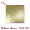 Picture of Cake Drums Square 12 Inches - (Gold, 12-Pack) - Sturdy 1/2 Inch Thick - Fully Wrapped Edges