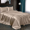 Picture of Homiest 4pcs Satin Sheets Set Luxury Silky Satin Bedding Set with Deep Pocket, 1 Fitted Sheet + 1 Flat Sheet + 2 Pillowcases (Cal King Size, Taupe)