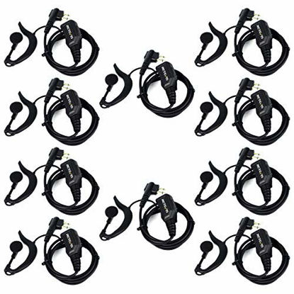 Picture of Retevis Earhook Walkie Talkie earpiece with Mic 2 Pin, Volume Adjustable Headset, Compatible with Motorola CP185 CP200 CP200d RDU4100 CLS1110 Walkie Talkies, G Shape Two Way Radio Headset(10 Pack)