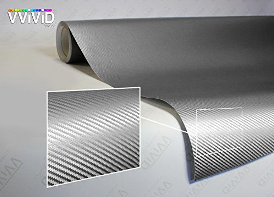 Picture of VViViD XPO Sterling Silver 3D Carbon Fiber Vinyl Wrap Roll with Air Release Technology (6ft x 5ft)