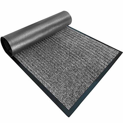 Picture of Gorilla Grip Original Low Profile Rubber Door Mat, 47x35, Heavy Duty, Durable Doormat, Indoor Outdoor, Waterproof, Easy Clean Shoe Scraper, Home Rug Welcome Mats for Entryway Patio Porch, Light Gray