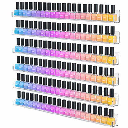 Picture of NIUBEE 24 Inches Nail Polish Rack Wall Mounted Shelf with Removable Anti-slip End Inserts, Clear Acrylic Nail Polish Organizer Display 150 Bottles