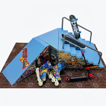 Picture of Finger Mini Skateboards and Tech Deck Skateparks, with 2 FingerboardsSkateboards, Ramps, Skates , Suitable for Fingerboard Training. (with Cushions)