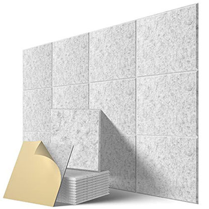 Picture of Lebenforce Self-adhesive Acoustic Panels Tiles 12 Pack, 12" X 12" X 0.4 Polyester Sound Proof Padding, High Density Soundproof Wall Panels, Sound Absorbing panel for Home & Offices (Gray)