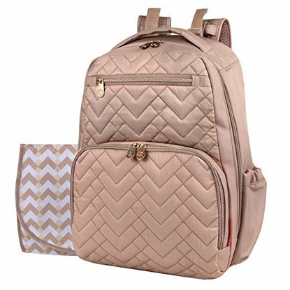 Picture of Fisher Price Diaper Bag Backpack - Signature Collection, with Cell Phone and Tablet Pockets and Stroller Clips (Pink)