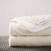 Picture of Longhui bedding Acrylic Cable Knit Sherpa Throw Blanket - Thick, Soft, Big, Cozy Ivory White Knitted Fleece Blankets for Couch, Sofa, Bed - Large 50 x 63 Inches Ivory White Coverlet All Season