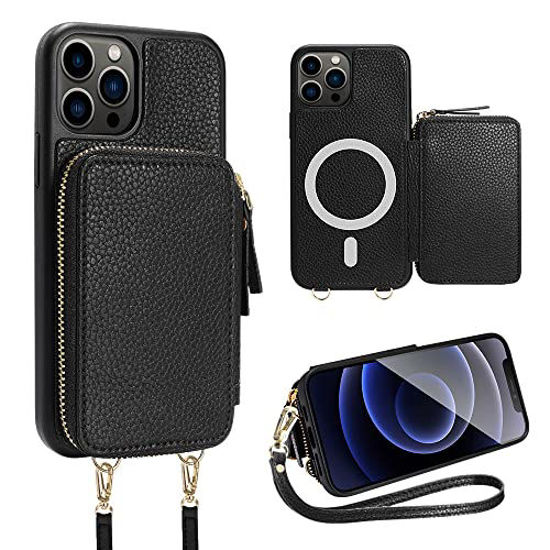 Wireless Charging Magnetic Zipper Wallet Leather Case For iPhone 14 Pro Max  13 12 For Magsafe Card Solt Coin Purse Bag Cover - AliExpress