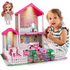 Picture of HCFJEH Dollhouse Dream House for Girl, Doll House with Lights & Two Dolls & Furniture Accessories, Toddler DIY Princess House Playhouse Pretend Set Toy, Birthday Gift for 3 4 5 6 7 Year Old (3 Room)