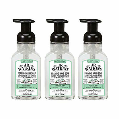 Picture of J.R. Watkins Foaming Hand Soap For Bathroom or Kitchen, Scented, USA Made And Cruelty Free, 9 Fl Oz, Vanilla Mint, 3 Pack