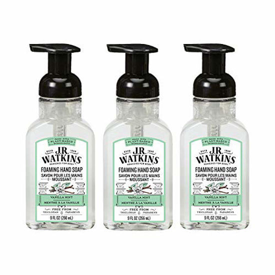 Picture of J.R. Watkins Foaming Hand Soap For Bathroom or Kitchen, Scented, USA Made And Cruelty Free, 9 Fl Oz, Vanilla Mint, 3 Pack