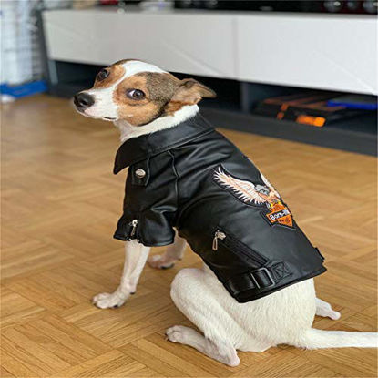 Picture of Soft Puppy PU Leather Jacket Waterproof Coat Winter Warm Clothes for Pet Dog Cat (XXL)