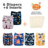 Picture of Babygoal Baby Cloth Diapers, Reusable Washable Adjustable Nappy for Boys and Girls, 6pcs Diapers+6 Microfiber Inserts+4pcs Bamboo Inserts 6FB02