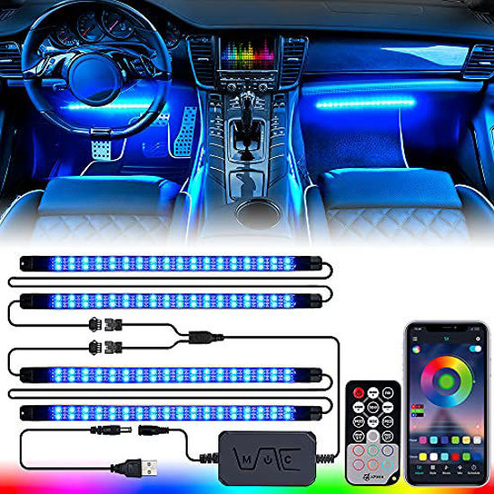 Picture of Xprite Upgraded RGB LED Lights Interior 4 Pcs 144 LEDs Waterproof Strip Lights for Car with Remote & APP ControlSuitable for DIY Music Sync Mode,Universal for Vehicle Internal, SUV, Truck,USB Cable